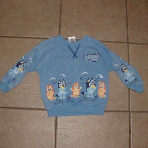 BLUEY Unisex Sz 2 Toddler Casual Wear Blue Crew Neck Long Sleeve Shirt LIKE NEW